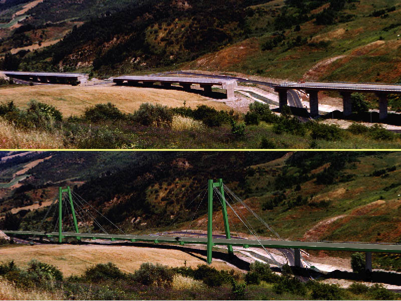 Viadotto Ingotte (CB) - Ponte strallato con luce di 228 m - progetto preliminare approvato